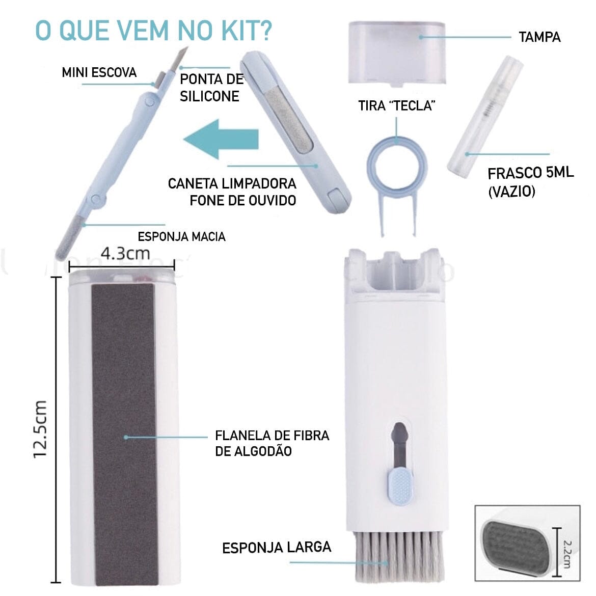 Escova de Limpeza para Teclado Celular e Mais - Cyber 7 em 1 Acessórios Direct Ofertas